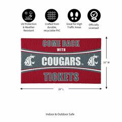 28" x 16" PVC Trapper Mat, Come Back with Tickets, Washington State Un