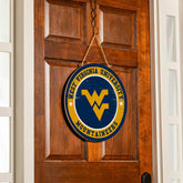 West Virginia University Round Door Décor with Hanging Rope, 18x18