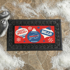 Buffalo Bills Holiday Flocked Coir Sassafras Switch Mat, 22"x10"