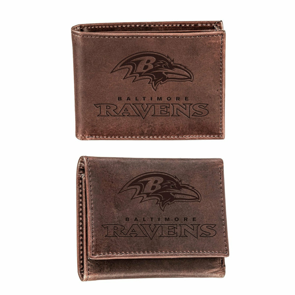 Baltimore Ravens, Bi-Fold and Tri-Fold Wallet Gift Set, Brown