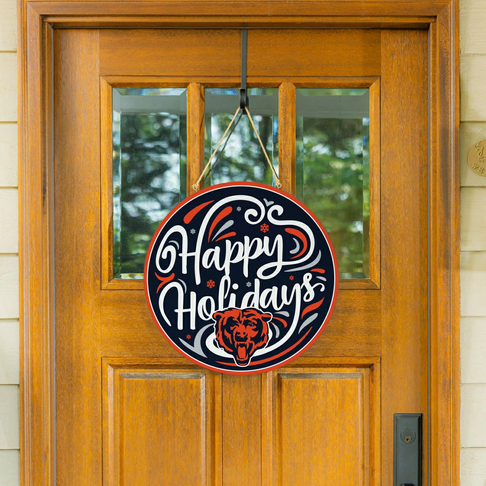 Chicago Bears Holiday Round Door Décor with Hanging Rope, 18x18