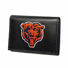 Chicago Bears Black Tri-Fold Embroidered Wallet