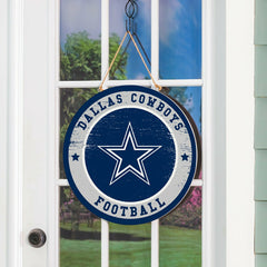 Dallas Cowboys Round Door Décor with Hanging Rope, 18x18