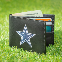 Dallas Cowboys Black Bi-Fold Embroidered Wallet w/ RFID Blocking