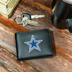 Dallas Cowboys Black Bi-Fold Embroidered Wallet w/ RFID Blocking