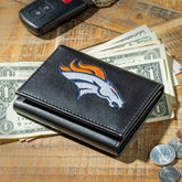 Denver Broncos Black Tri-Fold Embroidered Wallet w/ RFID Blocking