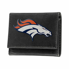 Denver Broncos Black Tri-Fold Embroidered Wallet w/ RFID Blocking
