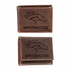 Denver Broncos, Bi-Fold and Tri-Fold Wallet Gift Set, Brown