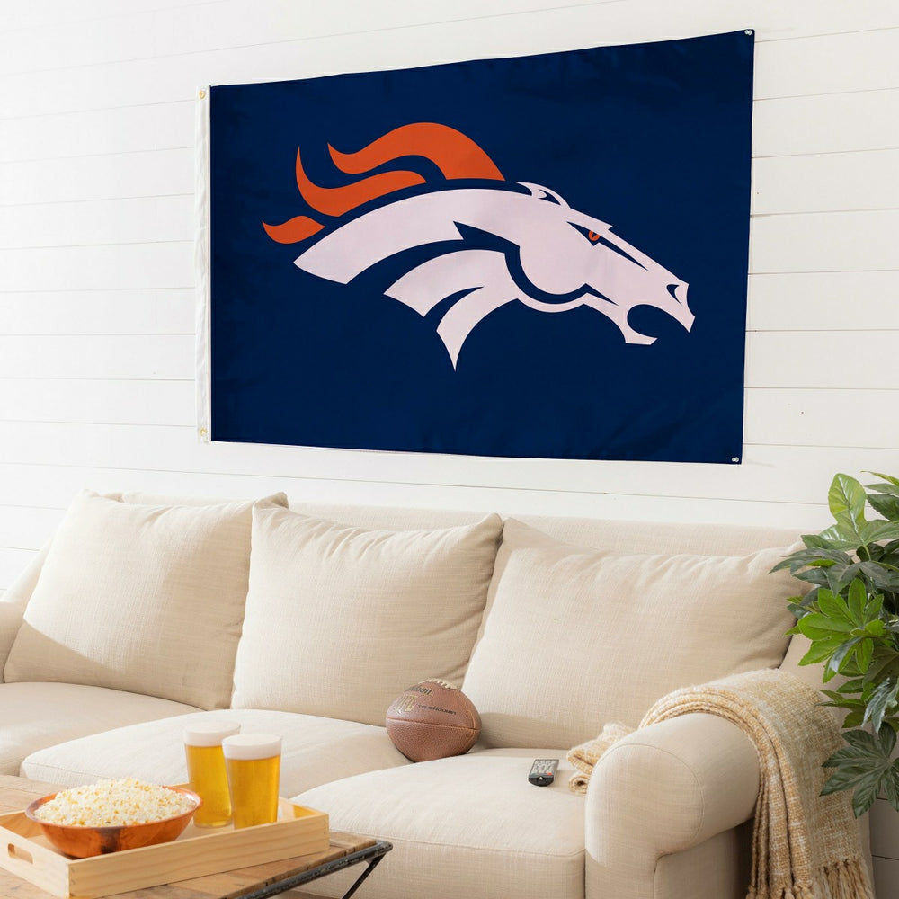 Denver Broncos Single Sided Flag with 2 Grommets, 3'x5'