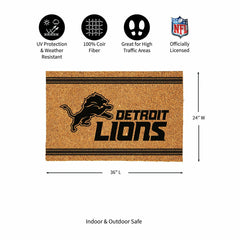 Detroit Lions Large One Color Coir Mat, 36"x24"