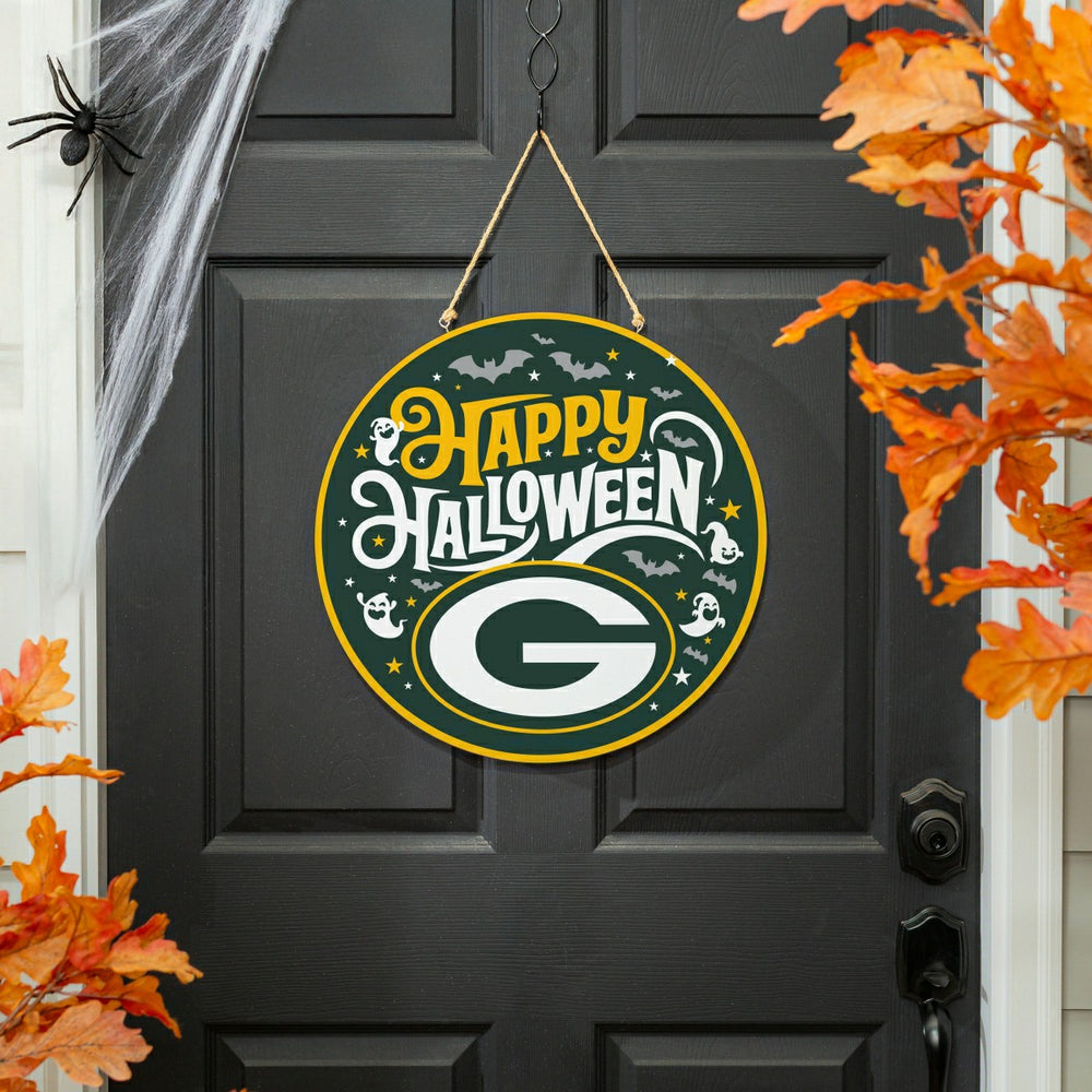 Green Bay Packers Halloween Round Door Décor with Hanging Rope, 18x18