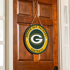 Green Bay Packers Round Door Décor with Hanging Rope, 18x18