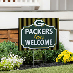 Green Bay Packers Coroplast Yard Sign, "Fans Welcome"