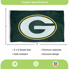 Green Bay Packers Single Sided Estate Flag with 2 Grommets, 3'x5'