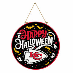 Kansas City Chiefs Halloween Round Door Décor with Hanging Rope, 18x18