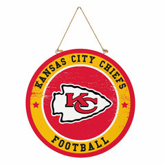 Kansas City Chiefs Round Door Décor with Hanging Rope, 18x18