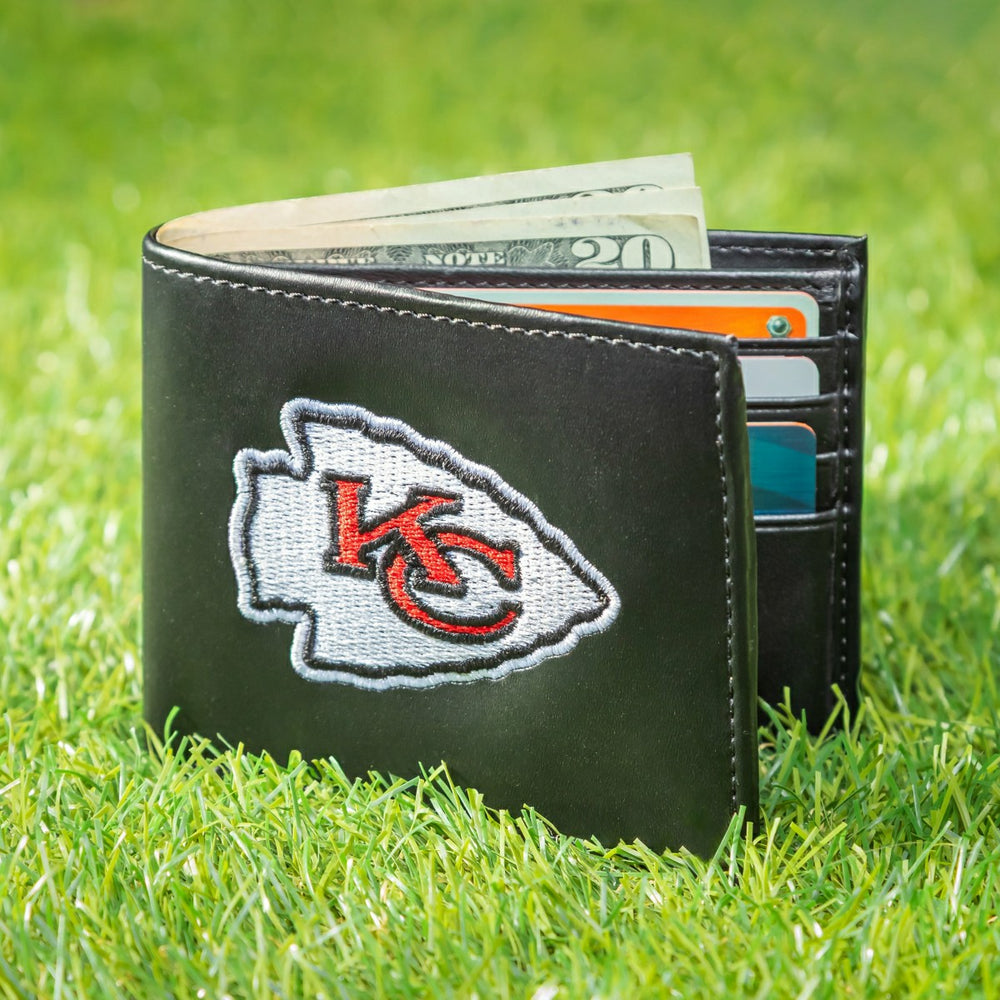 Kansas City Chiefs Black Bi-Fold Embroidered Wallet w/ RFID Blocking