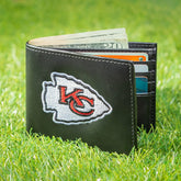 Kansas City Chiefs Black Bi-Fold Embroidered Wallet w/ RFID Blocking