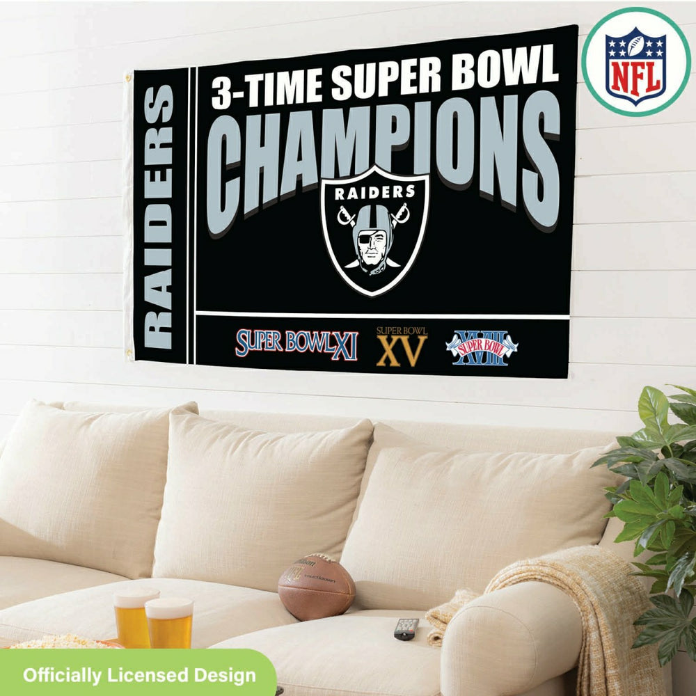 Las Vegas Raiders Multi-Win Superbowl Champions Football 3x5 Flag