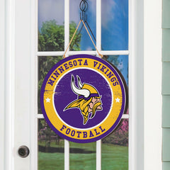 Minnesota Vikings Round Door Décor with Hanging Rope, 18x18