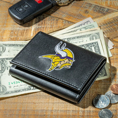 Minnesota Vikings Black Tri-Fold Embroidered Wallet w/ RFID Blocking