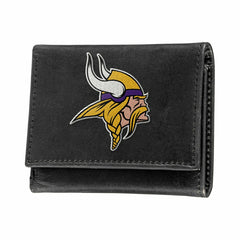Minnesota Vikings Black Tri-Fold Embroidered Wallet w/ RFID Blocking