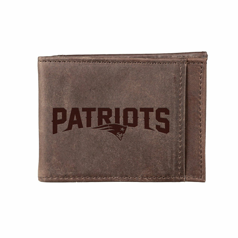 Front Pocket Wallet w/ RFID Blocking, New England Patriots, Brown