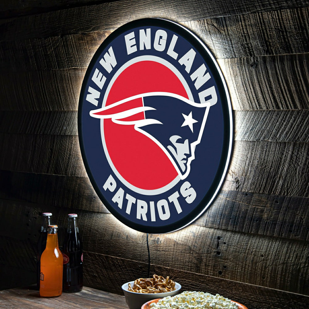 LED Wall Decor, Round, New England Patriots