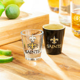 New Orleans Saints 4-Piece Ceramic and Glass 2oz. Shot Glass Set