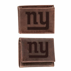 New York Giants, Bi-Fold and Tri-Fold Wallet Gift Set, Brown