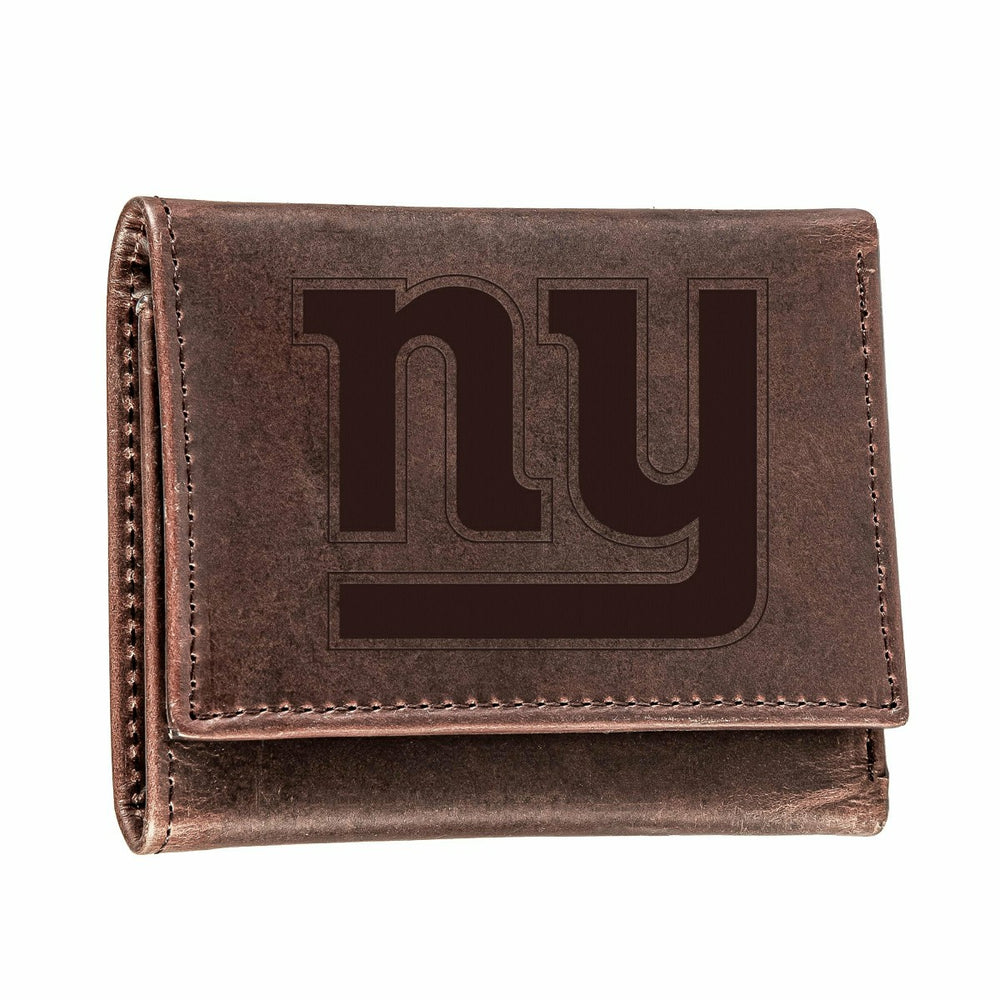 New York Giants, Tri-Fold Wallet, Brown, CH, 100% Genuine Leather