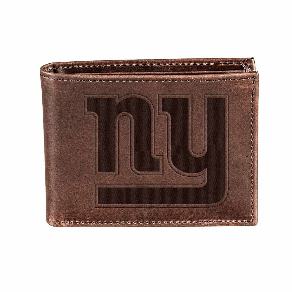 New York Giants, Bi-Fold Wallet, Brown, CH, 100% Genuine Leather