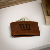 New York Giants, Embossed 100% Genuine Tumbled Leather Passcase Bi-Fol