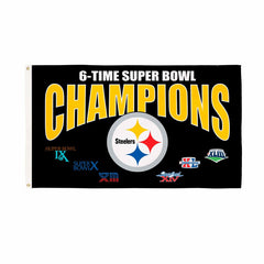 Pittsburgh Steelers 6X Superbowl Champions Football 3x5 Flag