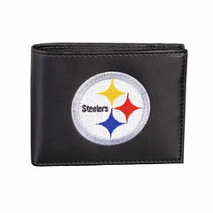 Pittsburgh Steelers Black Bi-Fold Embroidered Wallet w/ RFID Blocking