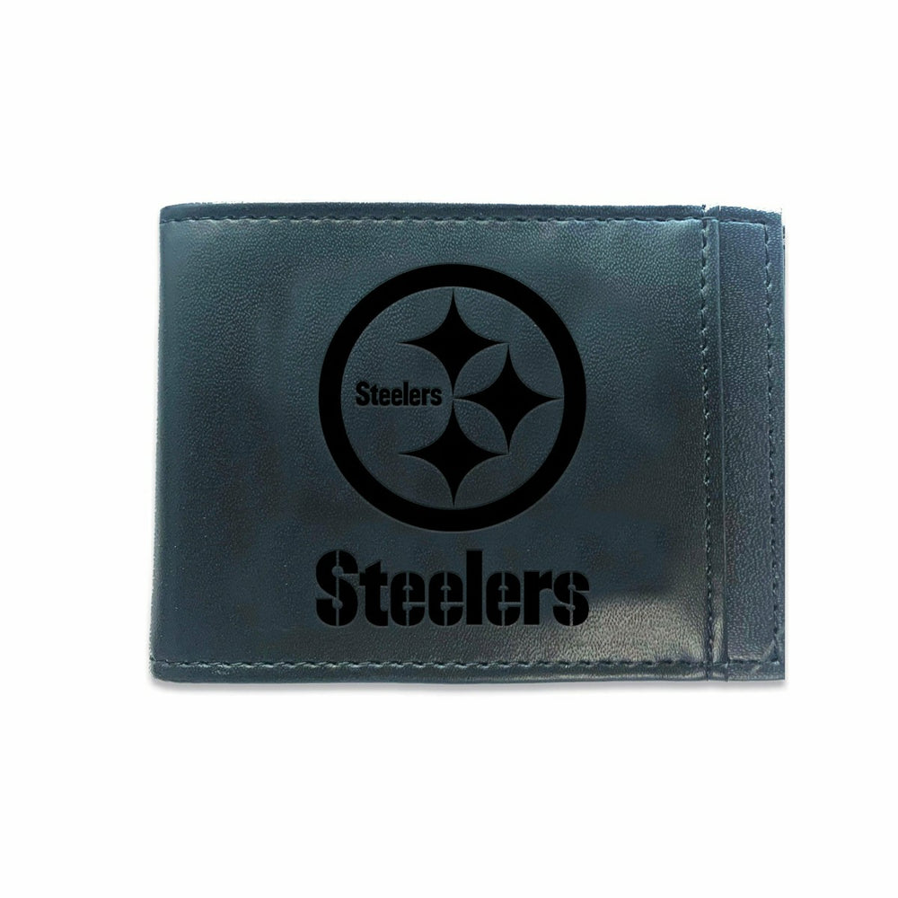 Front Pocket Wallet w/ RFID Blocking, Pittsburgh Steelers, Black