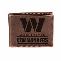 Washington Commanders, Bi-Fold Wallet, Brown, CH, 100% Genuine Leather