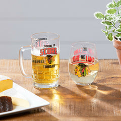 Stemless 17OZ Glass & Tankard 16OZ Gift Set, Chicago Blackhawks