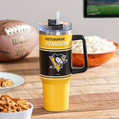 40oz Stainless Steel Canyon Cup w/ Straw, Pittsburgh Penguins