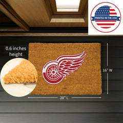 Coir Mat, 16"x28", Detroit Red Wings