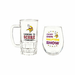 Minnesota Vikings, Stemless 17OZ Wine & Beer 16 OZ Gift Set