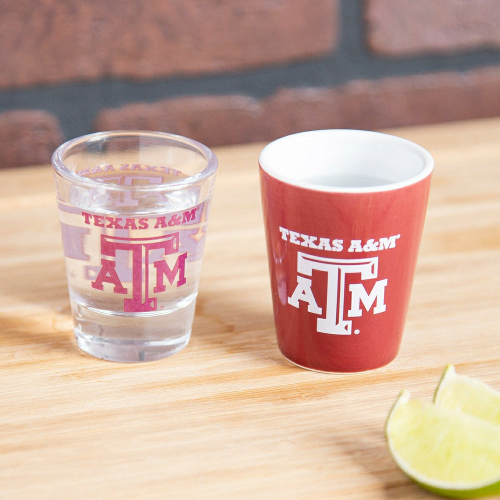 Texas A&M 4-Piece Ceramic and Glass 2oz. Shot Glass Set