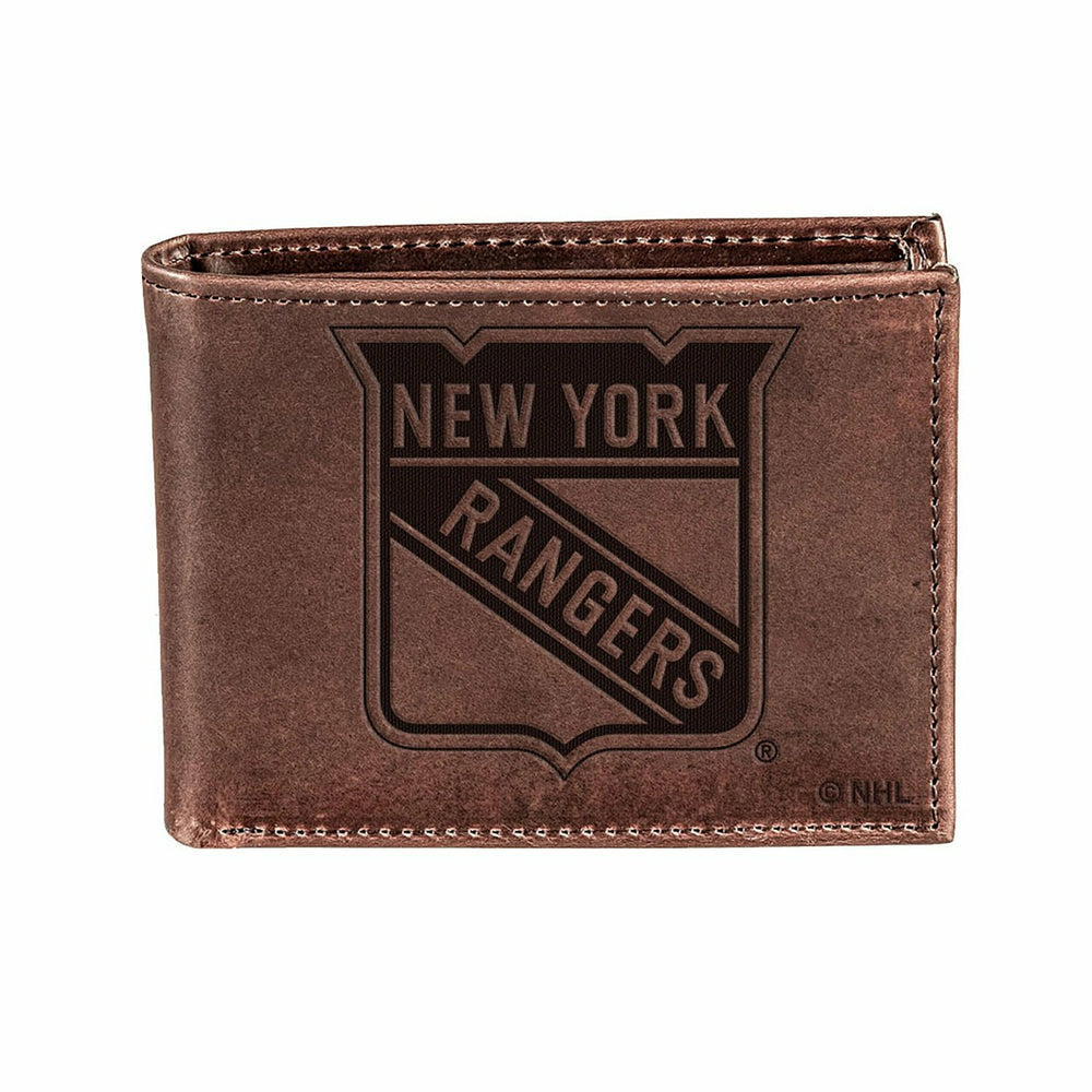 NY Rangers, Bi-Fold Wallet, Brown, CH, 100% Genuine Leather