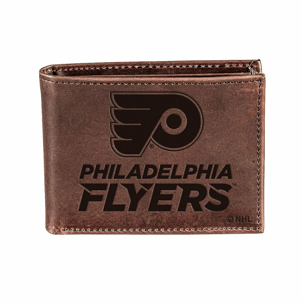 Philadelphia Flyers, Bi-Fold Wallet, Brown, CH, 100% Genuine Leather