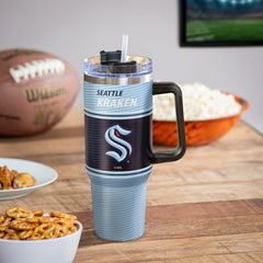 40oz Stainless Steel Canyon Cup w/ Straw, Seattle Kraken