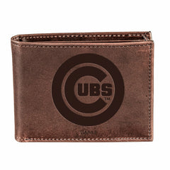 Chicago Cubs Bi-Fold Wallet Brown 100% Genuine Leather