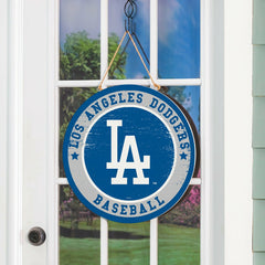 Los Angeles Dodgers Round Door Décor with Hanging Rope, 18x18