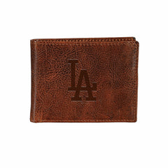 Los Angeles Dodgers, Embossed 100% Genuine Tumbled Leather Passcase Bi