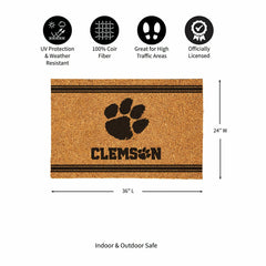 Clemson University Large One Color Coir Mat, 36"x24"