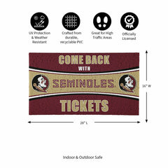 28" x 16" PVC Trapper Mat, Come Back with Tickets, Florida State Unive